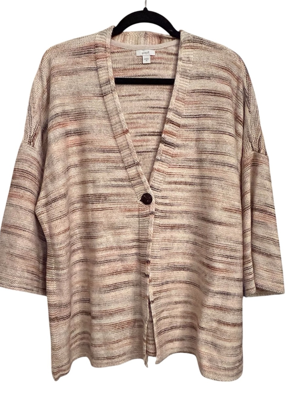 J.Jill Pure Jill Rust & Browns One Button Cotton Blend Cardigan Sweater Size XL